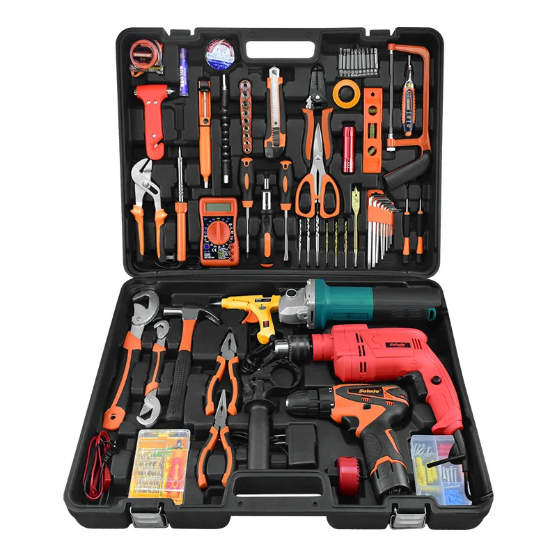 Sorrendu Angle Grinder Impact Pistol Drill Lithium-Ion Drill Screwdriver Deluxe Large-Box Tool Set 11.5kg Household Mechanical