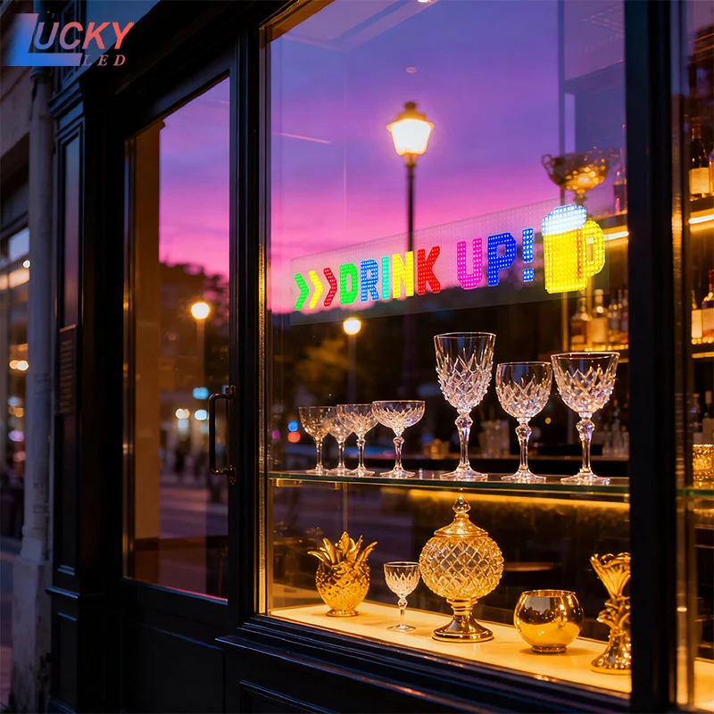 

Transparent Devil's Eye LED Screen USB Plug-in DIY APP Control RGB Flexible Display for Car & Shop Window Glass