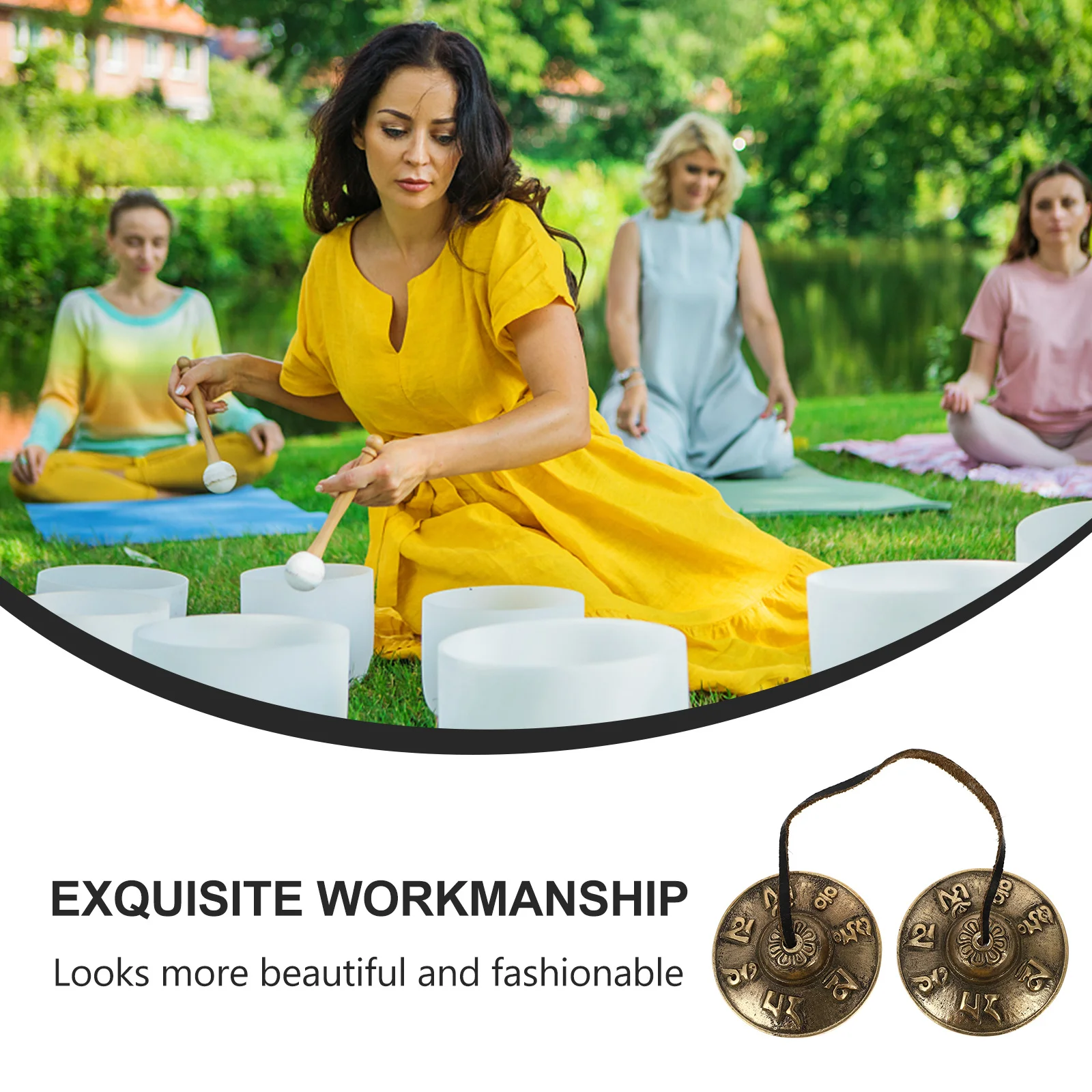 1 قطعة جرس الصنج التأمل يدويا النحاس الصوت شفاء أداة ل اليقظة الذهنية الطقوس البوذية فئة اليوغا ديكور