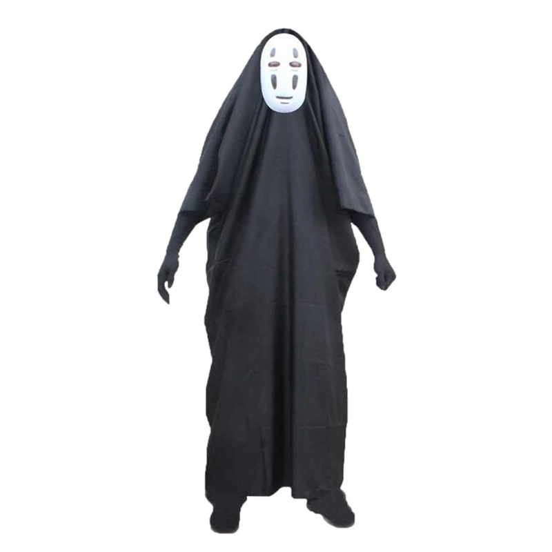 Anime Spirited Away Geen Gezicht Man Cosplay Kostuum Masker Handschoenen Set Halloween Maskerade Zwarte Mantel