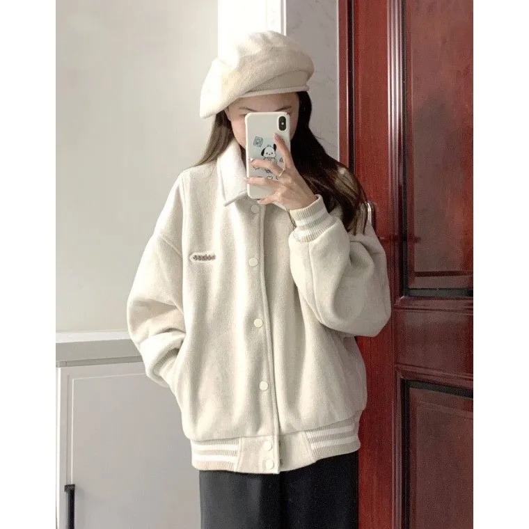 Honkbaljassen Gym Dames Winter Verdikte Patch Borduren Outdoor Soft-Shell Overjassen Zip-Up Varsity Trendy Hechting Oversize