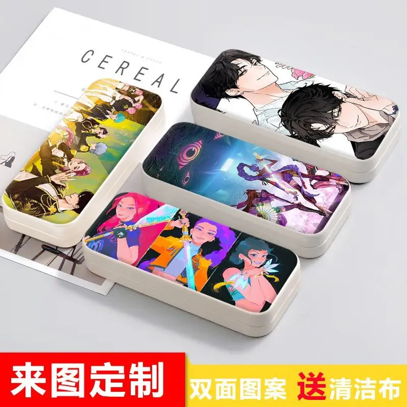 KPop Demon Hunters Rumi Mira estuche para gafas lindo dibujos animados Anime caja de almacenamiento portátil resistente a la presión para estudiantes regalo de cumpleaños