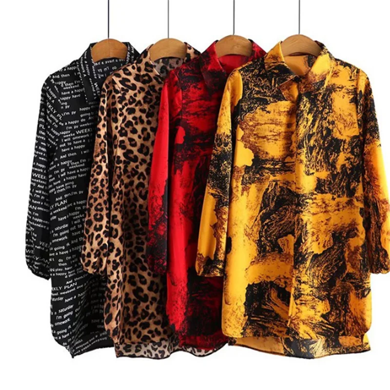 

Women's Plus-Size Women's Spring 2023 New Plus-Size Women's Long-Sleeve Shirt Retro Slimming Print Long-Sleeve Shirt Bottom
