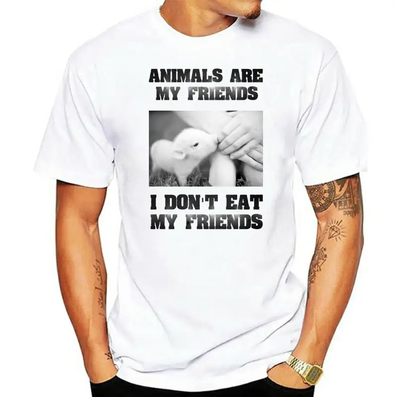 Top Veggie Tee Dont Eat Friends - White T Shirt Vegan Vegetarian - All Sizes