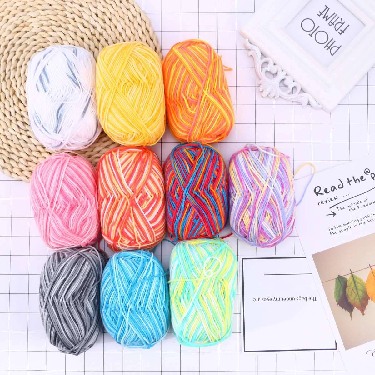 

10Pcs Milk Wool Yarn Sturdy Knitting Crocheting Hand Sewing Multi Color No Fading Machine Wash Cotton Yarn