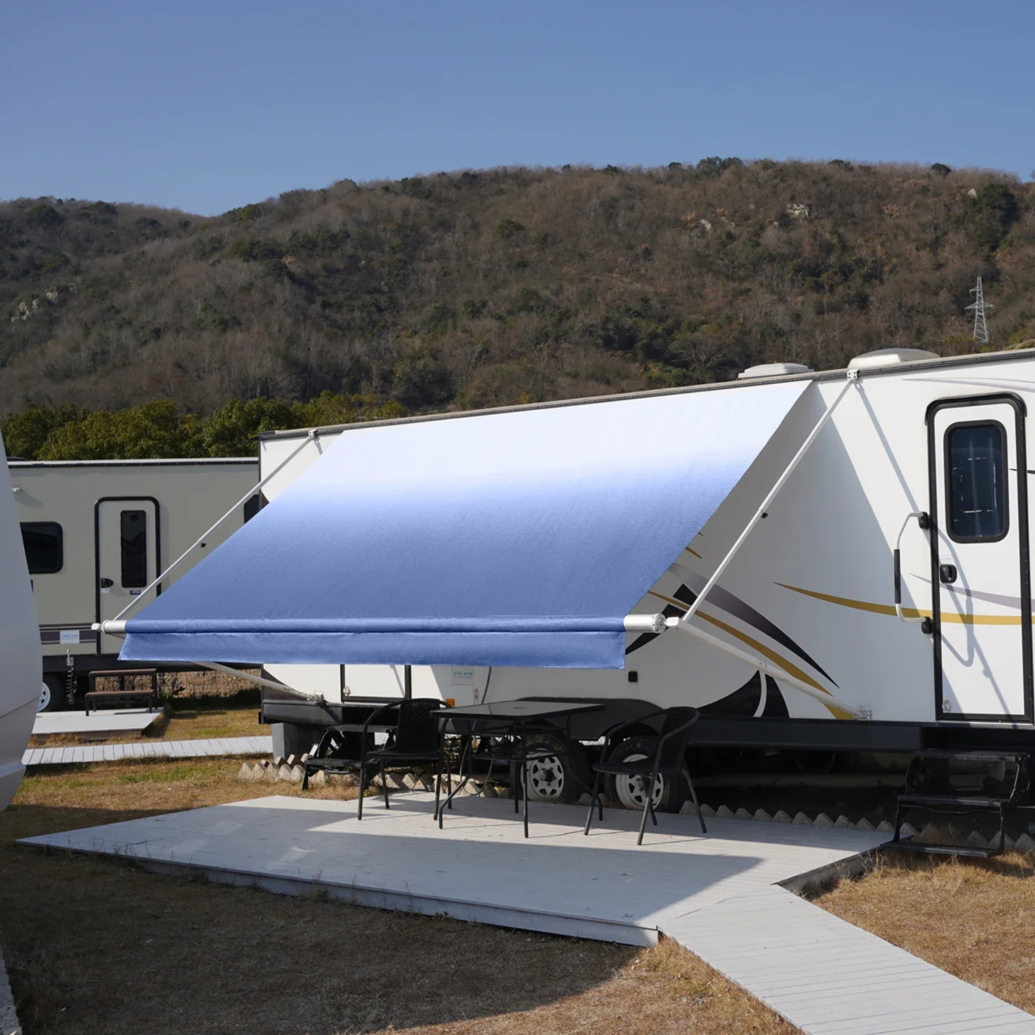 

RV Awning Fabric Replacement Camper Trailer Awning Fabric Super Heavy Vinyl Coated Polyester 16' 2"(Fit for 17' Awning)