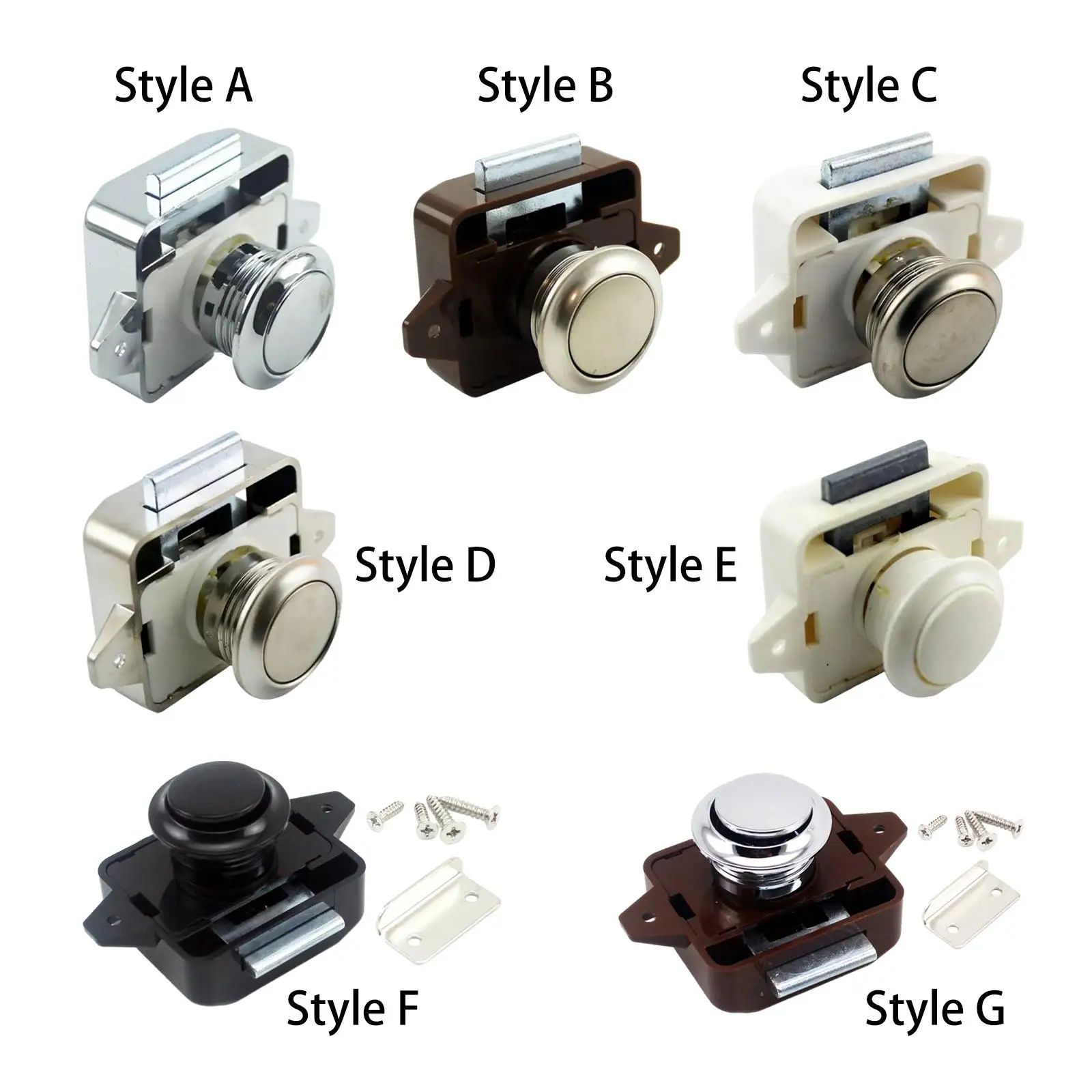Keyless Cabinet Lock Push Button Latch RV Cupboard Catch Removable Lock for Motorhome Boat Home