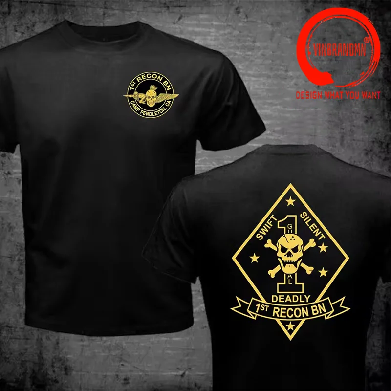 Camp Pendleton, CA . US Marine Corps 1st Recon T Shirt Men Fashion Casual T-Shirt Stylish Clothes Trendy Clothing Tops Tee Shirt