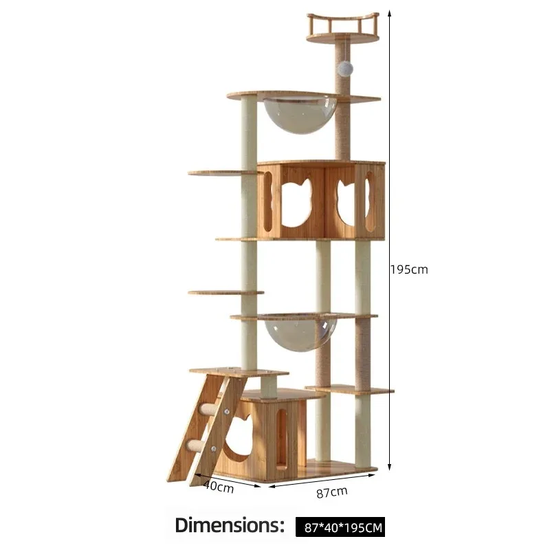 All-Season Wooden Cat Tree for Indoor Cats with Scratching Posts and Perches Cat Climbing Frame Cat Tower
