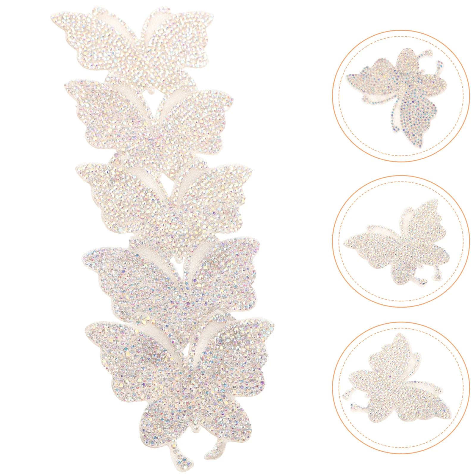 5 قطع من ملصقات الفراشة الكريستالية المصنوعة من حجر الراين اللامعة المزخرفة لملابس الأمتعة والكمبيوتر المحمول الزجاجية للسيارة #5