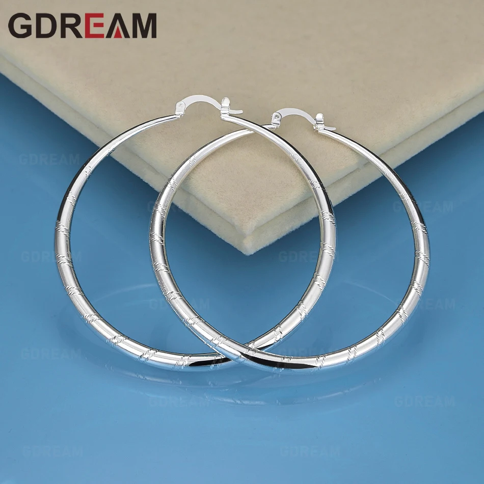 

GDREAM 925 Sterling Silver 40mm 50mm 60mm Round Hoop Earrings - A Fresh And Elegant Design For Women'S Engagement Jewelry