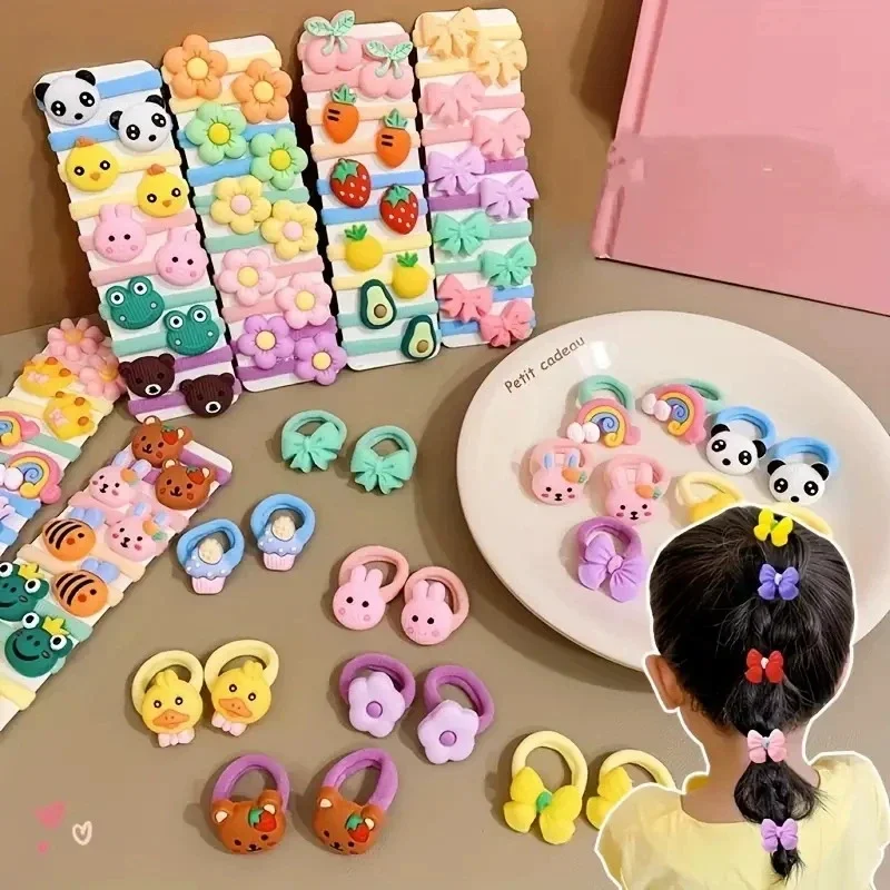 

10Pcs/Set Fashion Cute Children's Rubber Band Girl's Hair Ties High Elastic Durable Hair Accessories Do Not Hurt Hair Scrunchie