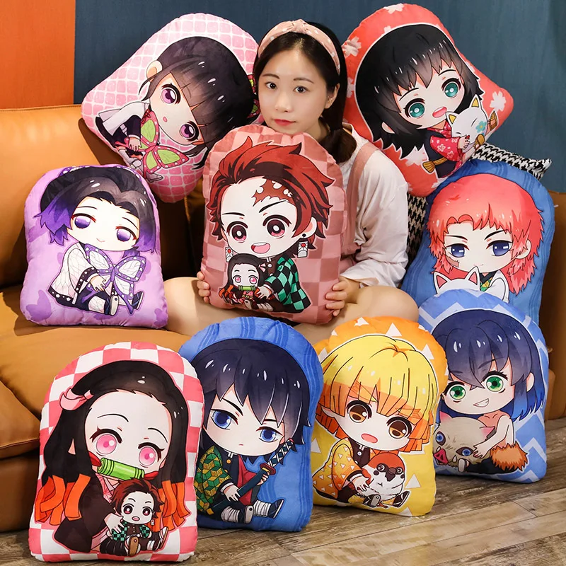 Kimetsu No Yaiba Plush Stuffed Pillows Demon Slayer Dakimakura Cute Anime Throw Pillow Kawaii Dolls Tanjirou Nezuko Back Cushion