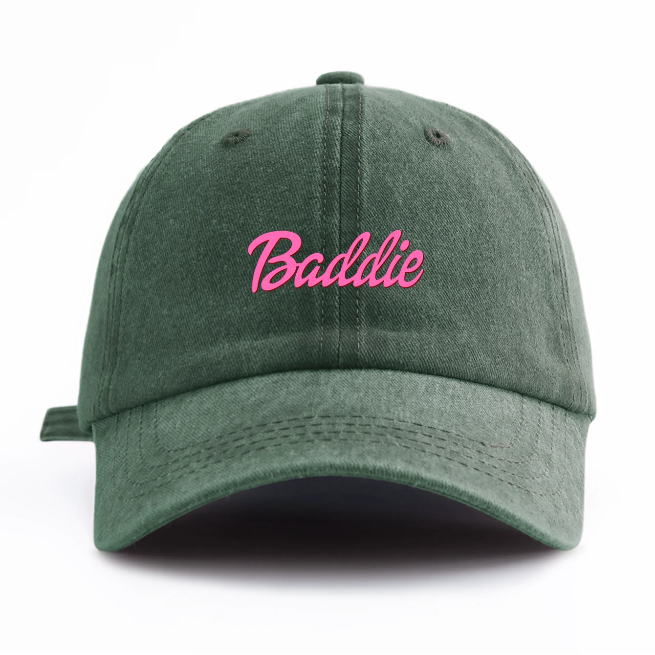 1pc Baddie Print Washed Baseball Cap for Adults,  Minimalist Retro Style Casual Soft Adjustable Dad Hat, Perfect As Gift