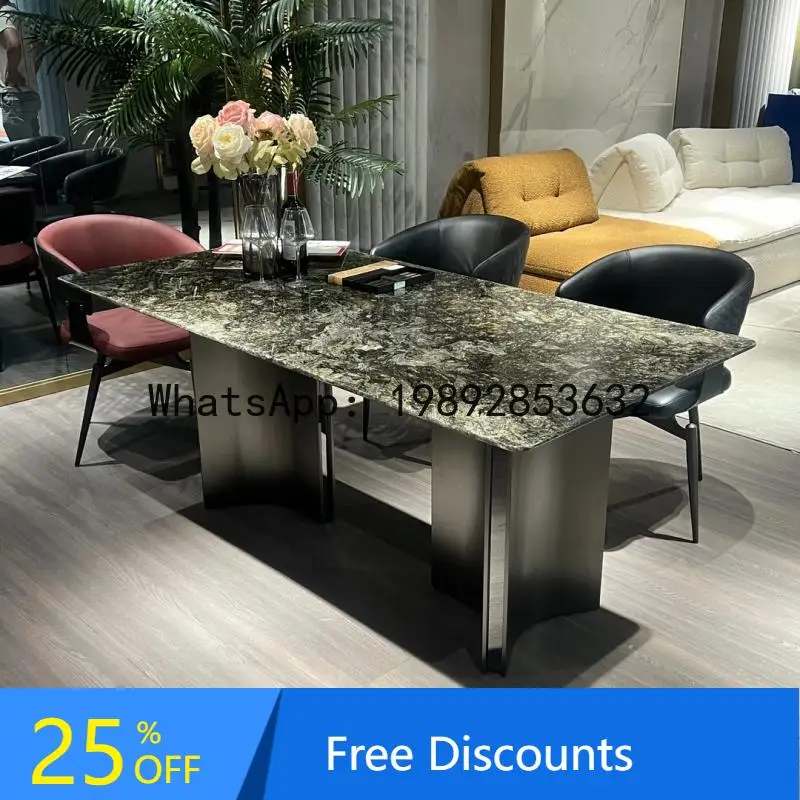 

diamond luxury stone dining table Italian light luxury high sense natural luxury stone square dining table household