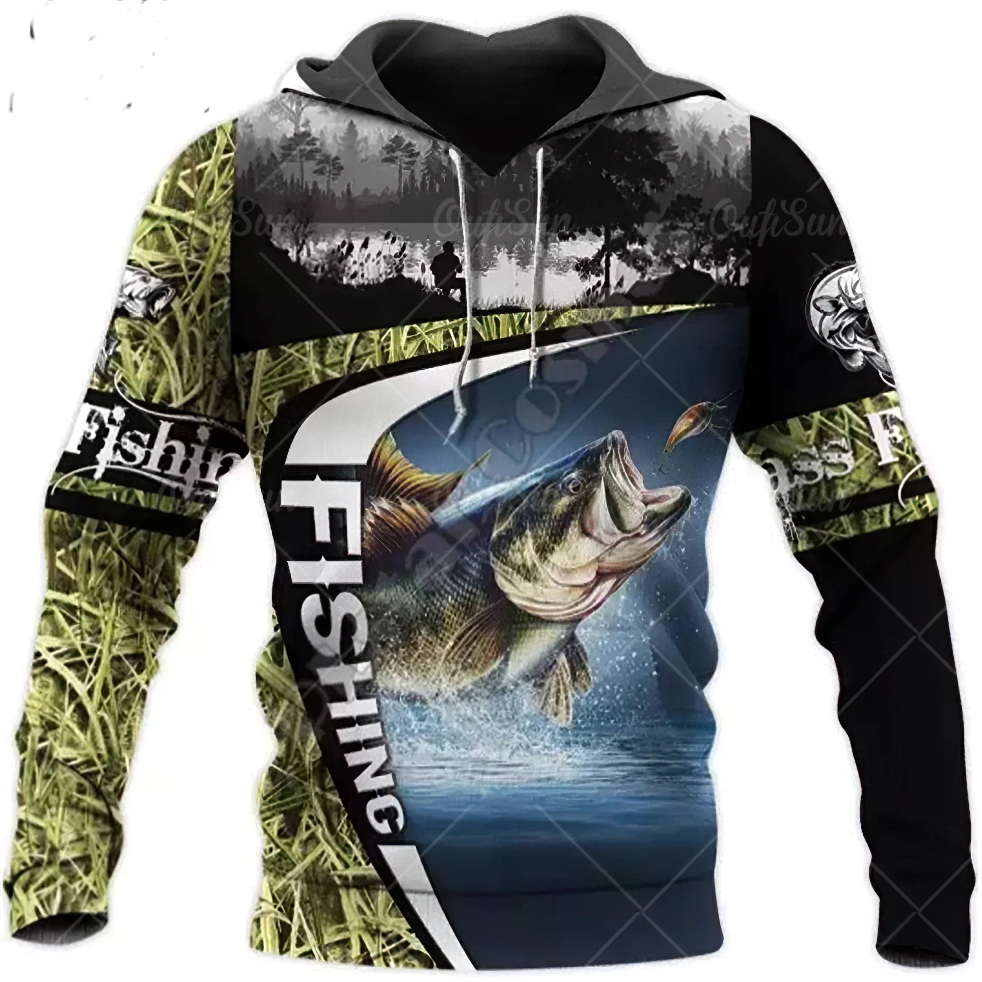 3D Fishing Printed Men's Hoodie Loose Designer Sweatshirt Spring Autumn Oversized Harajuku y2k Clothes Long Sleeve Pullover 4XL