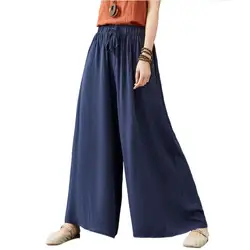 New 2026 Summer Women Comfortable cool thin wide leg pants,Brand plus size cotton linen pants,casual skirt Trousers 6XL 7XL