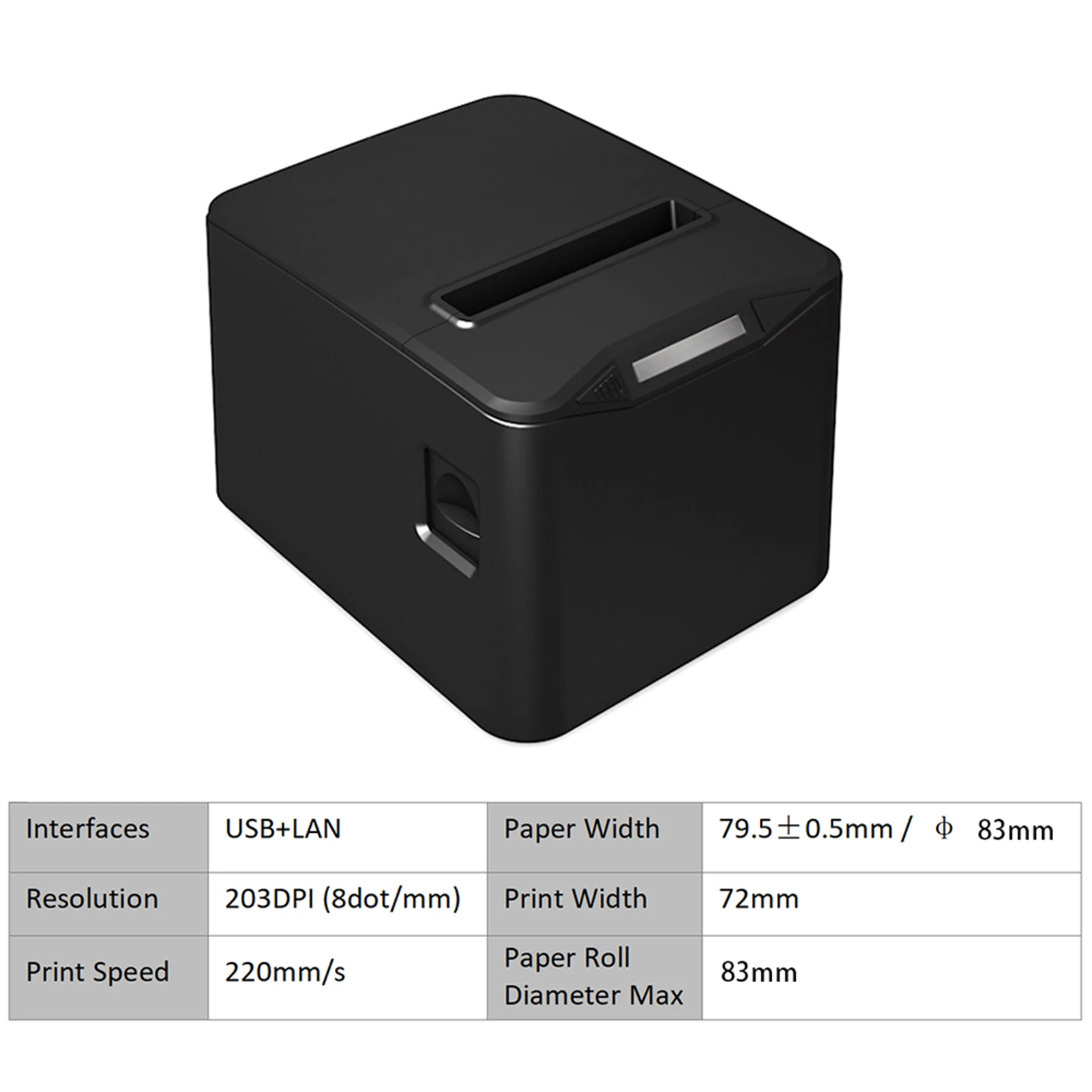 【Горячая】80-миллиметровый USB-принтер чеков, эффективный настенный беспроводной термопринтер 220 мм/с для продуктовых магазинов, термопринтер чеков
