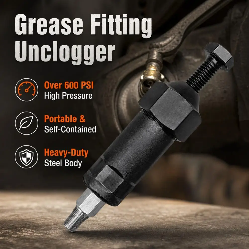 600psi Grease Fitting Unclogging Tool Repair Kit for Blocked Zerk Fittings  Lubrication Lines