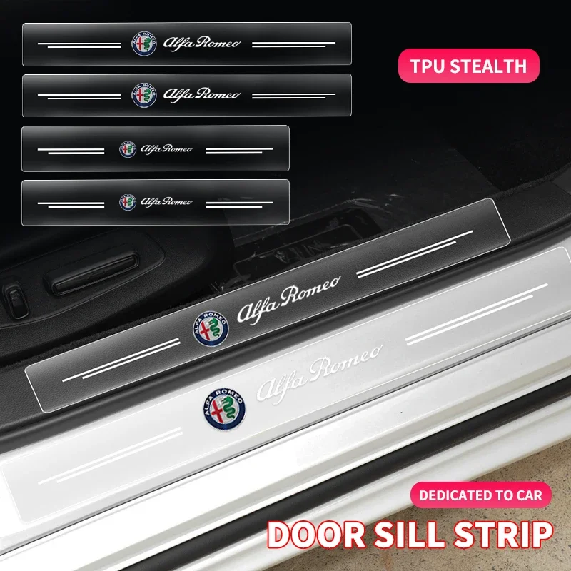 4 шт., прозрачная наклейка на порог автомобиля для Alfa Romeo Mito Giulia Giulietta 147 156 166 159 Stelvio Sportiva 4C 8C GTV GT 4 шт., прозрачная наклейка на порог автомобиля для Alfa Romeo Mito Giulia Giulietta 147 156 166 159 Stelvio Sportiva 4C 8C GTV GT