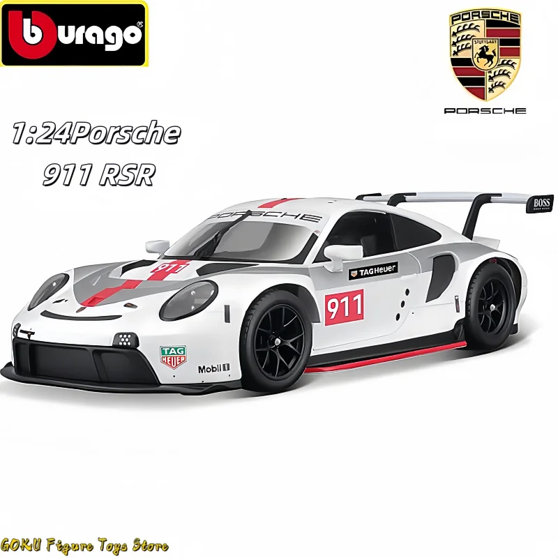 Hot Sale Original Bburago 1:24 Porsche 911 RSR Racing Edition Model Car Alloy Miniature Diecast Car Model Kid Toys Birthday Gift