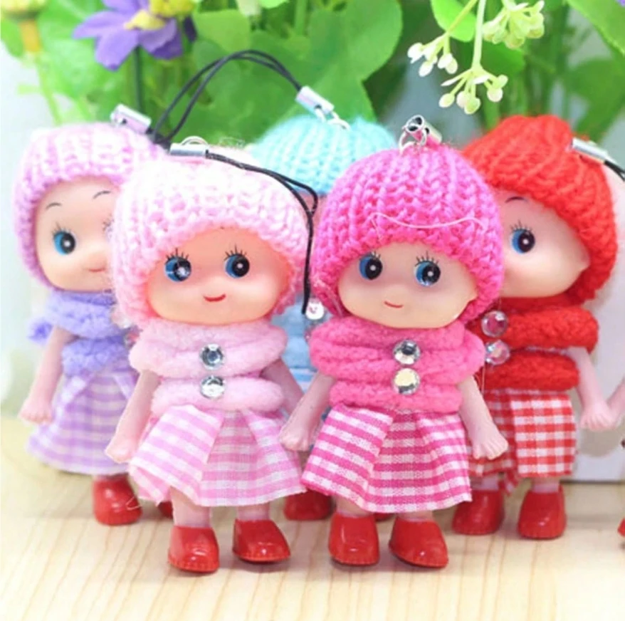 6PCS Cute Small Woolen Hat Confused Doll Palm Doll Doll Key Phone Chain Pendant