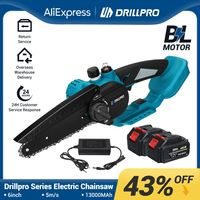 Drillpro 6 Inch 2000R/min Electric Chainsaw with Oil Tank Brushless Variable Speed Woodworking Power Tool for Makita 18V Battery