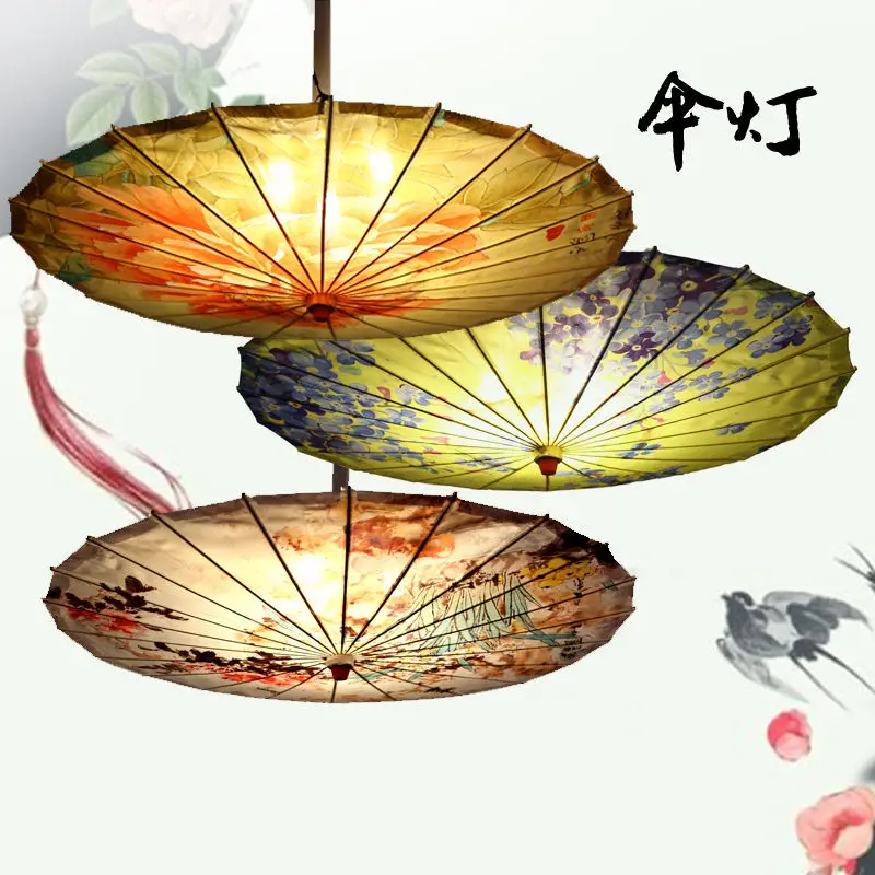 DIA80cm Umbrella lamp chandelier oil paper handmade creative hotel restaurant hot pot lantern light home decor art lustres