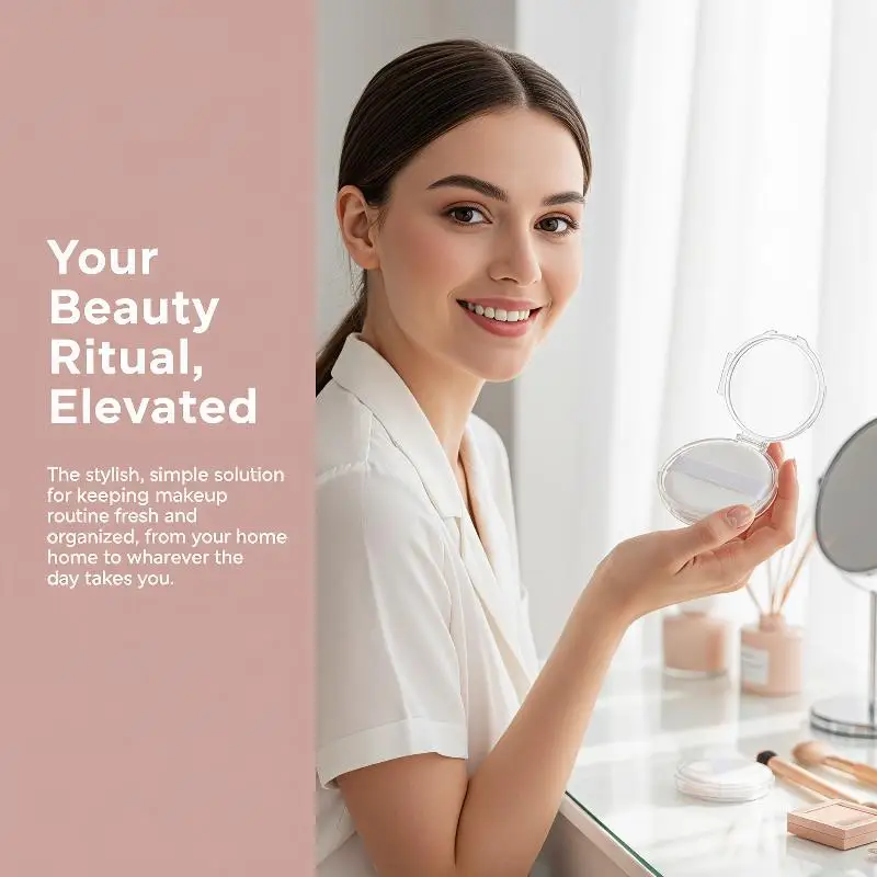 Double-layer Folding Powder Puff Storage Box Thickened Enlarged Shockproof Cosmetic Holder for Home Bathroom Travel Makeup Use