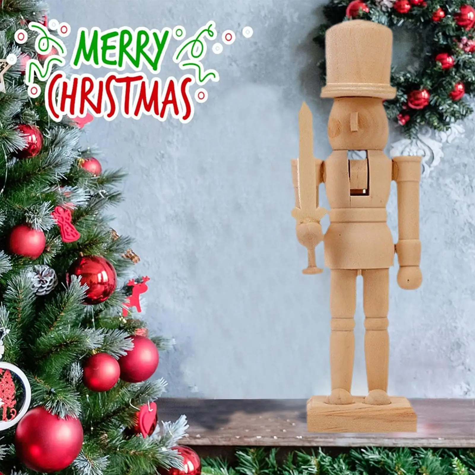 عيد الميلاد غير مكتملة كسارة البندق أرقام خشبية غير مصبوغة الجنود كسارة البندق الخشبية لم تنته مع مجموعة الطلاء للأطفال البالغين جميع