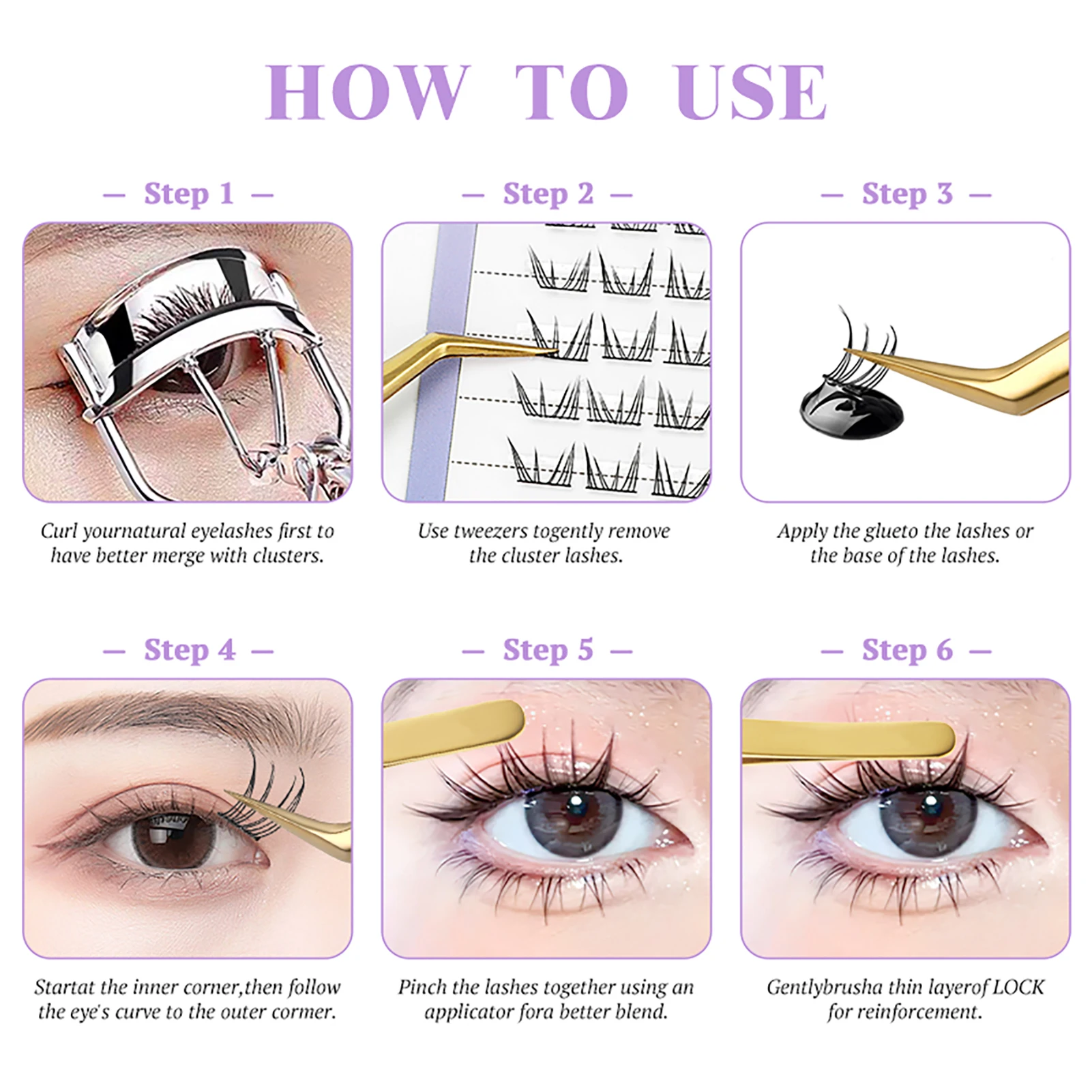 Natural Bottom Eyelashes Black Lower Segmented Eyelashes for Women and Girls Cosmetic Supplies