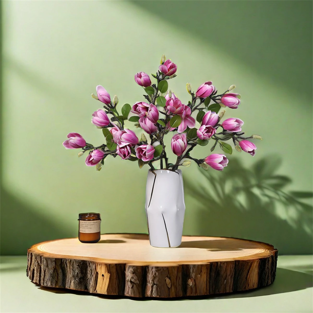 Artificial Magnolia Flower Branch For Home Living Room Decoration Fake Silk Flower Plant Wedding Party Simulation Flower Bouquet