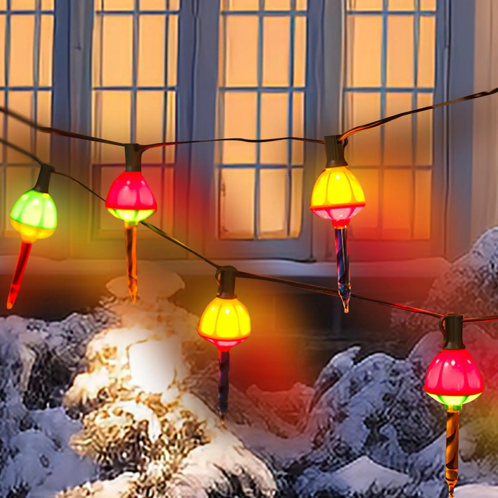 Christmas Bubble Lights Vintage with 7 Bulbs for Holiday Anniversary Wedding