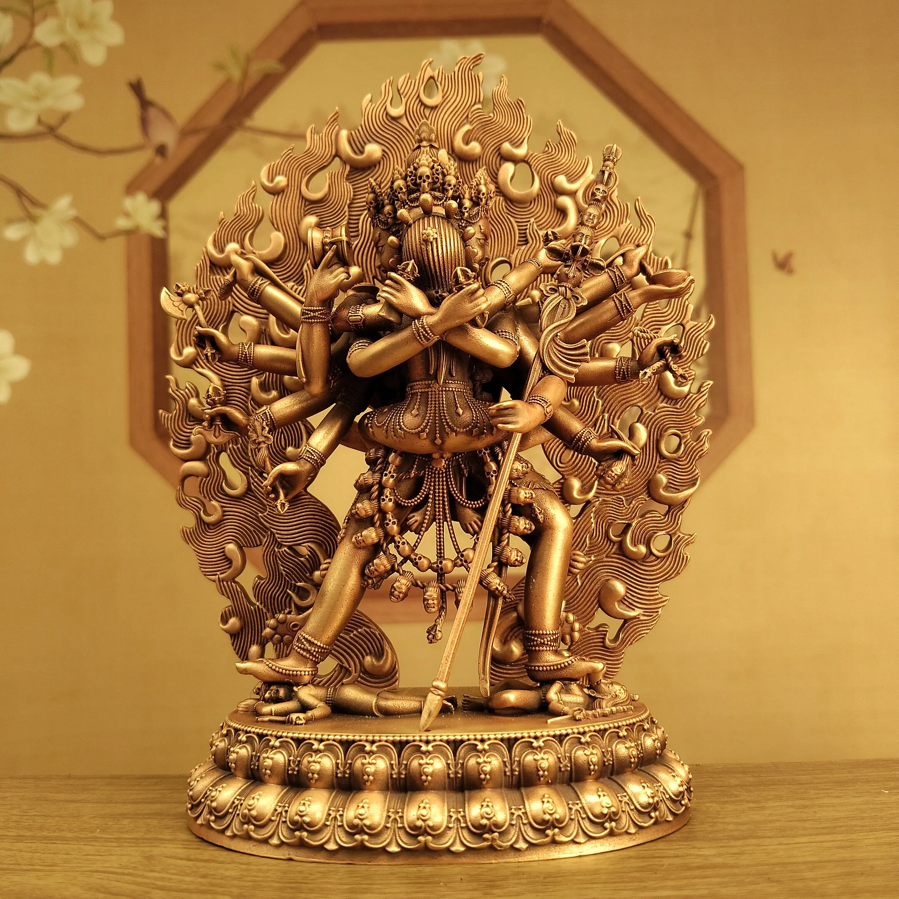 Tibetan Ethnic Copper Chakrasamvara Heruka Statue 15cm Home Office Living Room Altar Blessing
