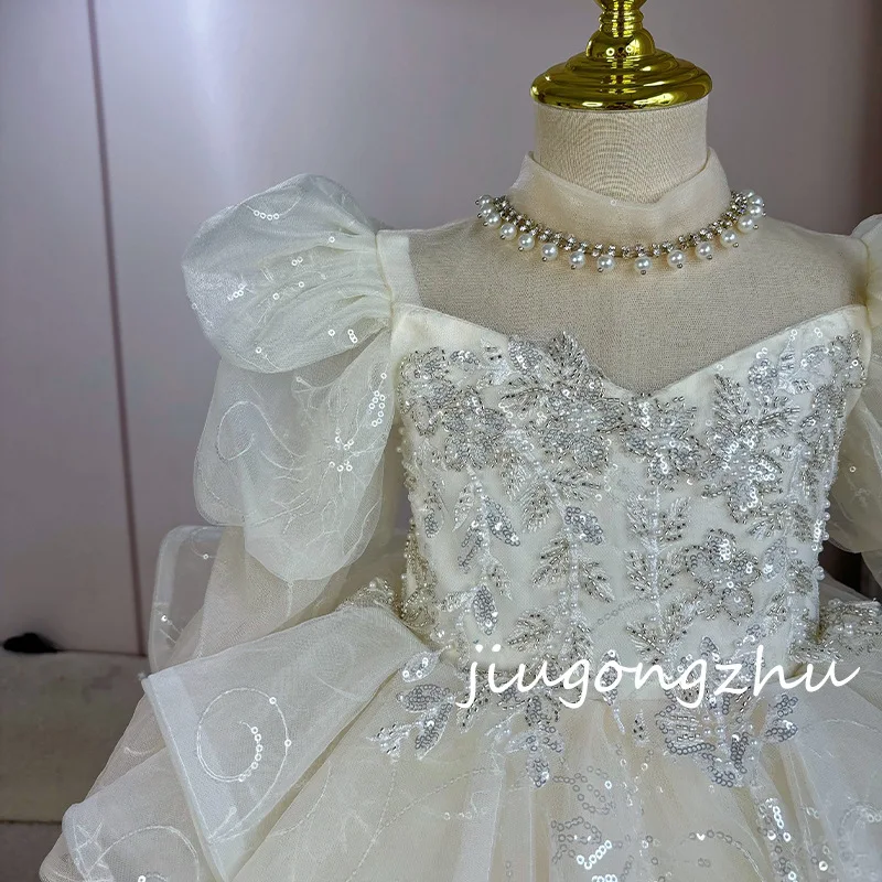 Kinder Prinzessin Dress2025Spring Weibliche Host Blumenmädchen Hochzeitskleid Mädchen Klavier Leistung Geburtstag Prinzessin Kleid