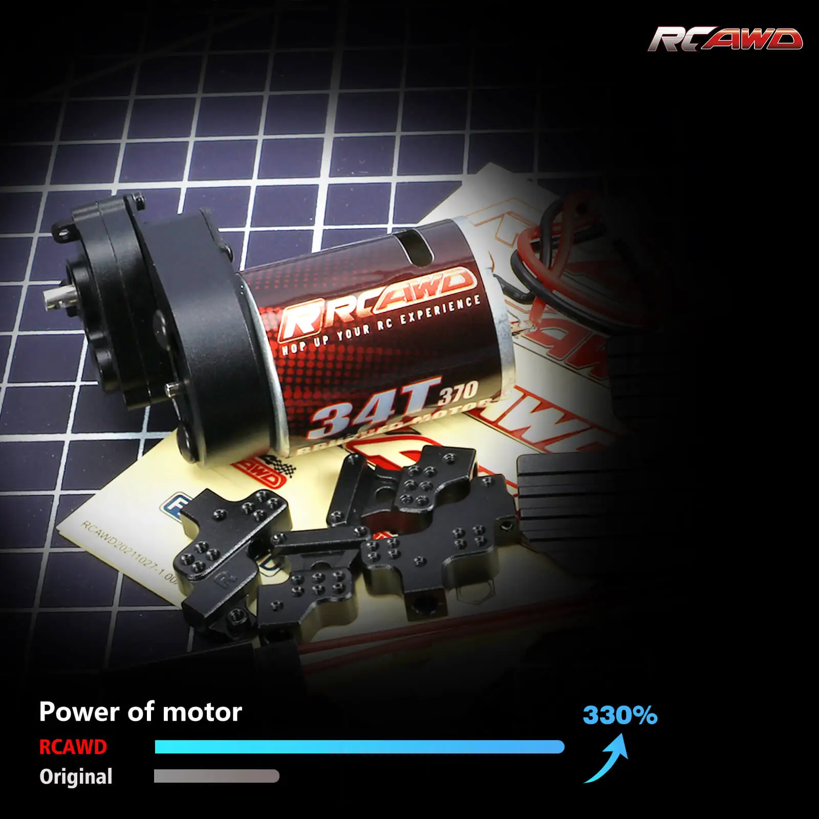 RCAWD 370 moteur SCX24 34T ensemble de boîte de vitesses de Transmission pour Axial 1/24 série SCX24 boîte de vitesses de moteur tour de choc chenille mises à niveau pièces