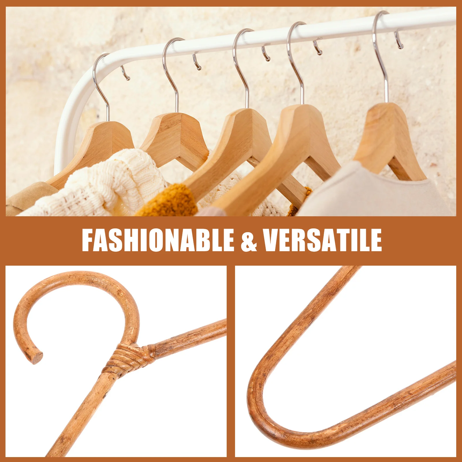 

Clothes Hanger Rattan Wooden Deformation Resistant Unique Design Closet Storage Clothes Hangers Wood Hangers