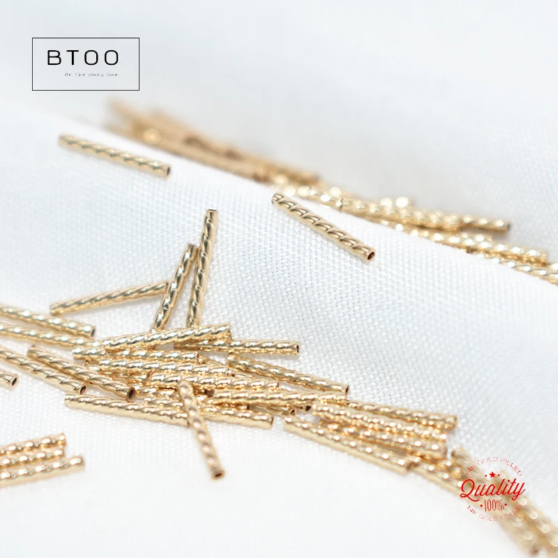 14K Gold Filled Gerade Geschnittene Twist-Tube-Perlen, Gold Filled Twist-Tube-Perlen, Abstandshalter-Tube, Anlaufbeständige Schmuckkomponenten – Detail 11