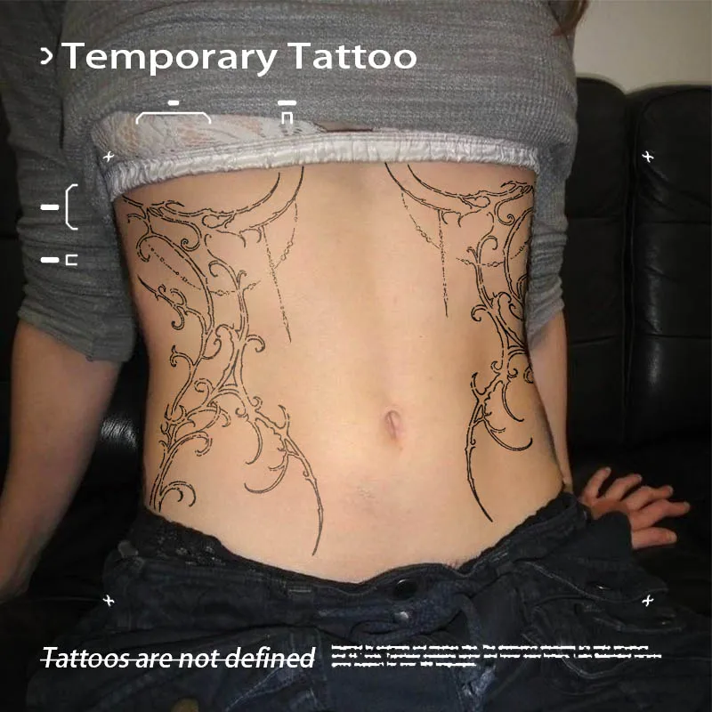 

Fake Tattoo Gothic Curly Thorn Vines Herbal Juice Sticker Temporary Tattoos Tatoo Sexy Adult Girl Tool New Toys Cheap Goods Body