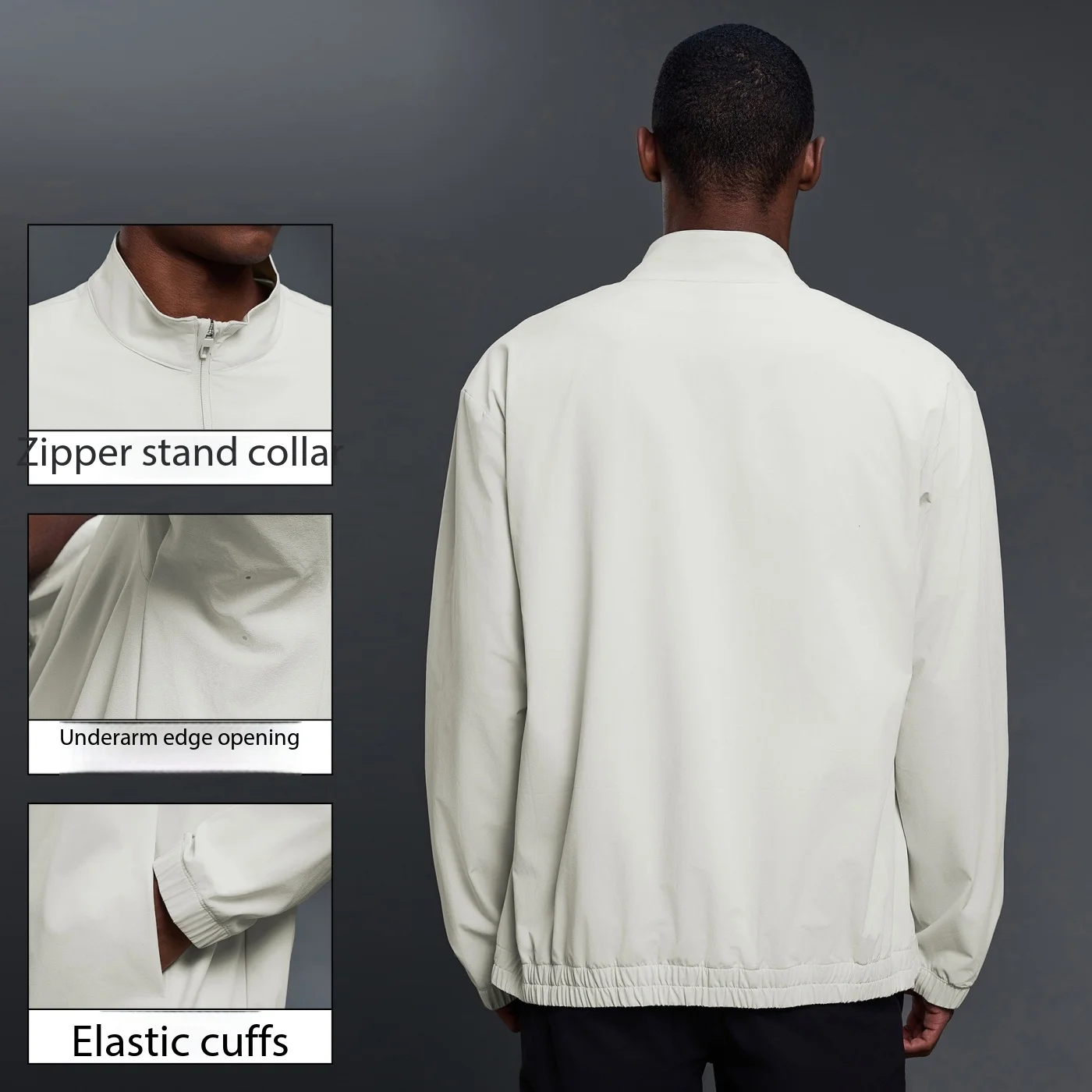 Lemon Men's Stand Collar jacket Autumn Leisure Loose Windproof Zipper Coat Simple Men's Clothing Design Top for Active Wear