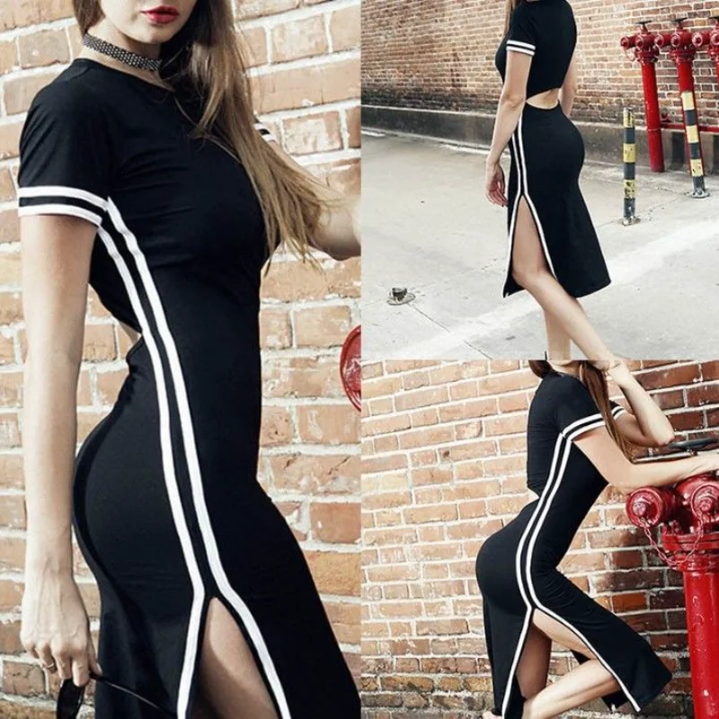 Robe de boîte de nuit pour femmes, vêtements sensuels et Sexy, t-shirts, chemise Midi noire, nouvelle collection Y2k, une pièce, Harajuku, luxe, 2025