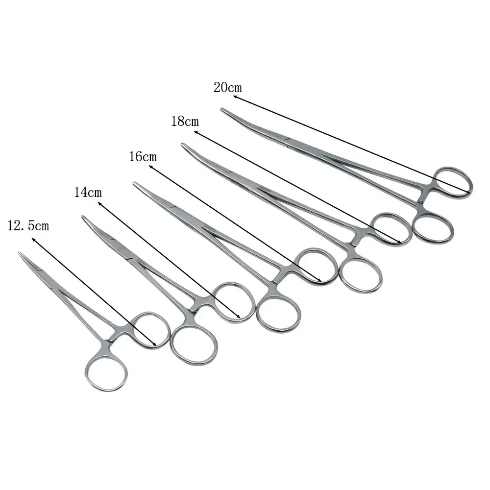 12.5-20cm Stainless Hemostatic Forceps Straight Curved, Locking Clamp Tool