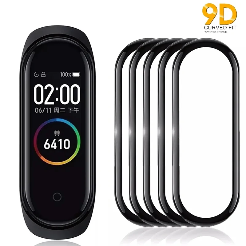 5pcs Soft Tempered Glass For Xiaomi Mi Band 8 7 Smart Watchband Full Cover Screen Protector Film for Xiaomi Miband 7 6 5 4 Glass