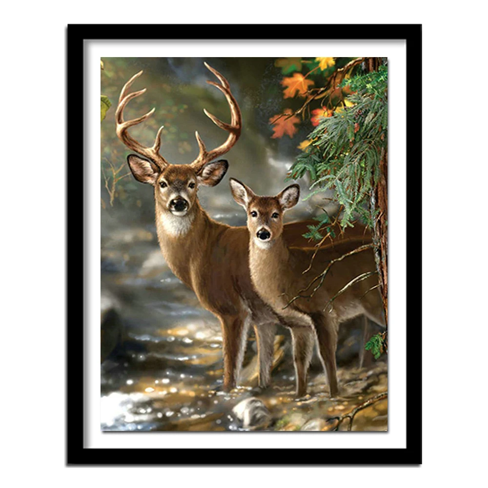 Full Picture of drill 5D diamond painting DIY diamond embroidery forest two deer Cross Stitch Rhinestone  decoration YQ