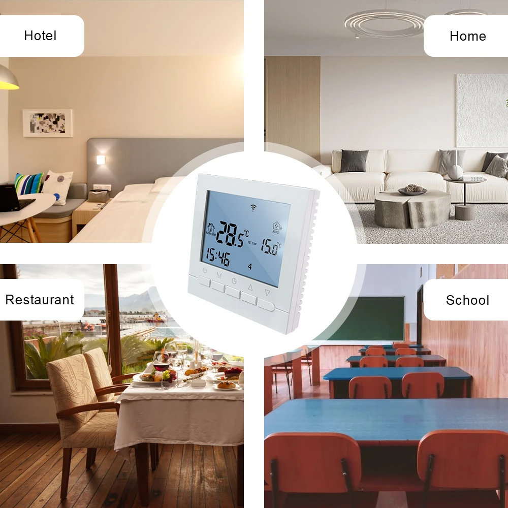 Wifi Smart Thermostat Temperature Controller Floor Heating Regulator 220V 16A/3A LCD Weekly Programmable Work with Google Home