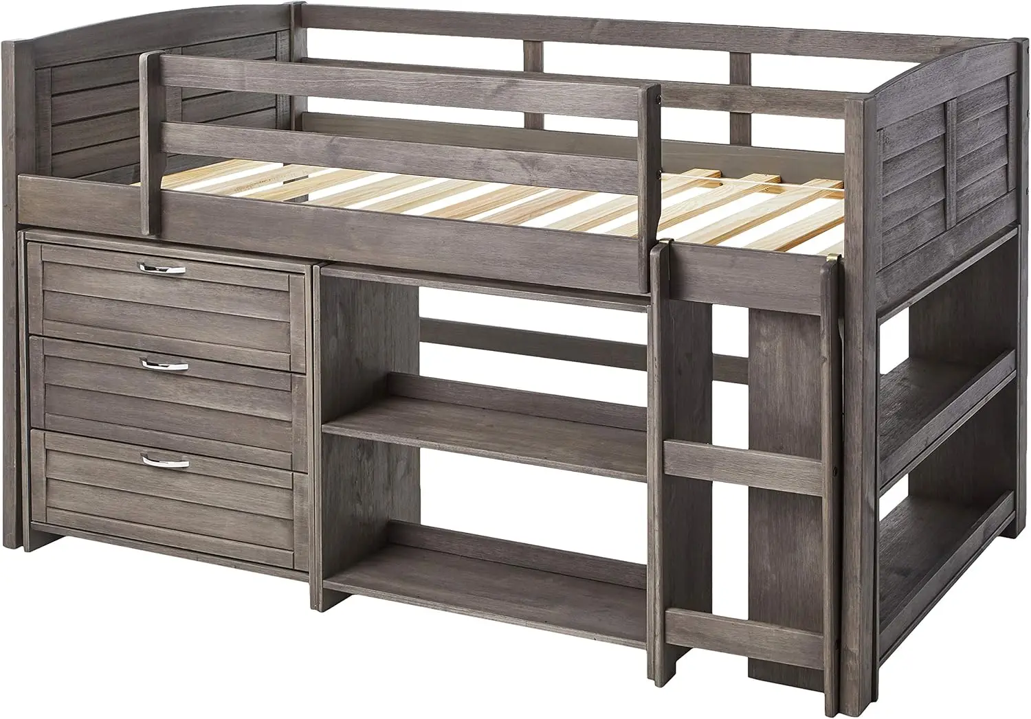 

Louver Twin Antique Grey Modular Low Loft Bed - Group B