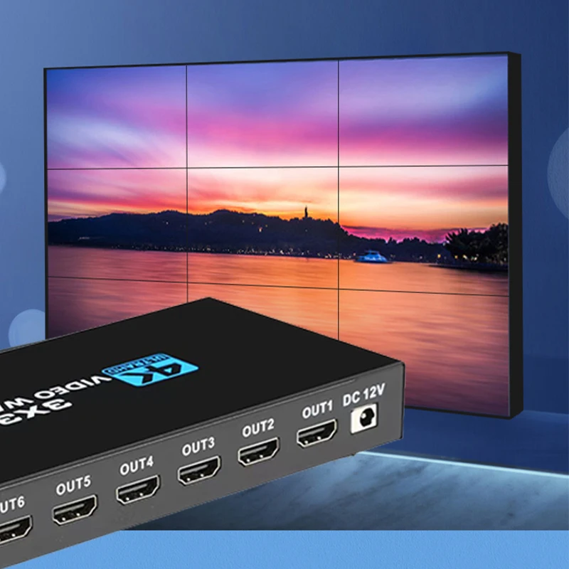 HDMI DVI Video Controller, Screen Splitter, Video Wall Processor, 2 Entradas, 9 Saídas, 2x4, 4X2, 3X3