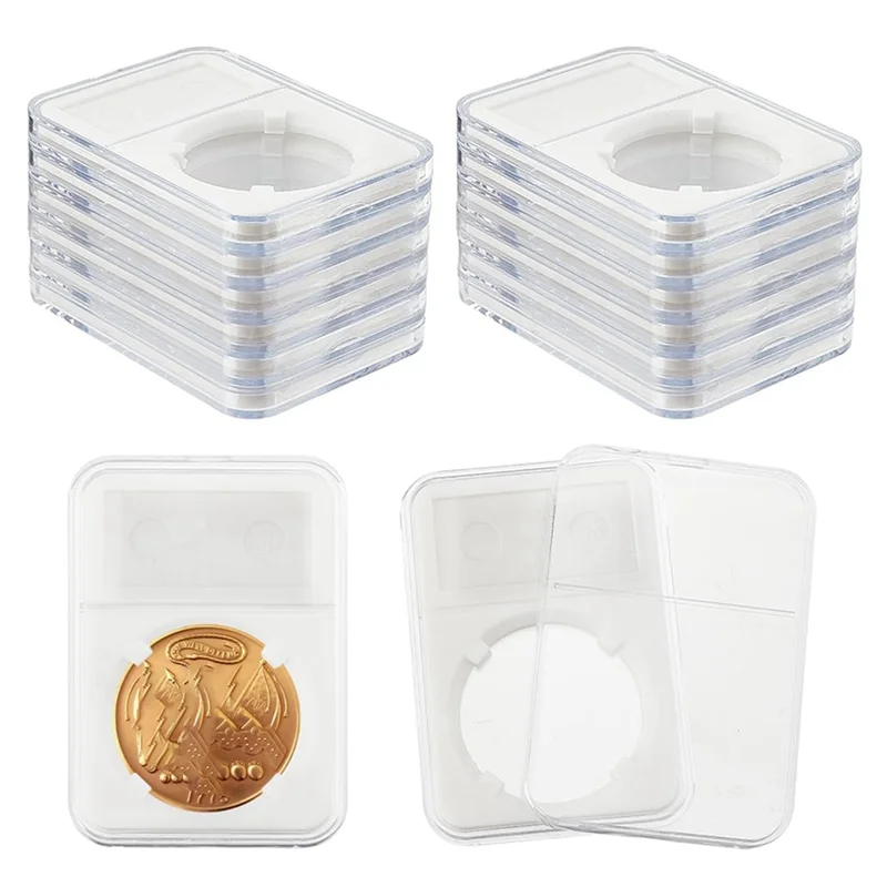 A23F-Coin Slab Snap Display Holder, White Coin Cases For Collectors Coin Display Box Plastic Dollar Coin Holder