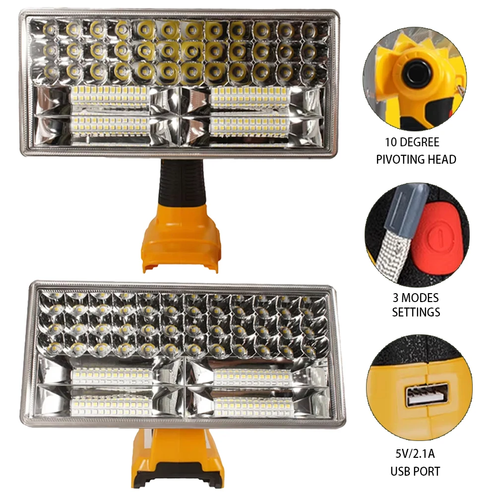 

8 inch Cordless LED Work Light Tool Lamp for Dewalt 18V Li-ion Battery DCB205 DCB206 Outdoor Electric Torch Flashlight Spotlight