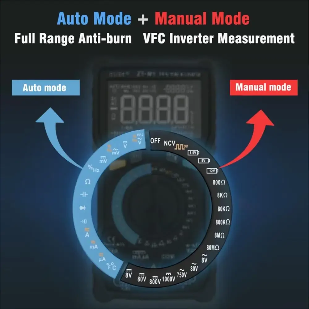 Profesional Digital Multimeter BSIDE ZT-M1 T-RMS Auto/Manual 8000 DC/AC 20A Current Voltage Capacitance VFC ohm battery tester